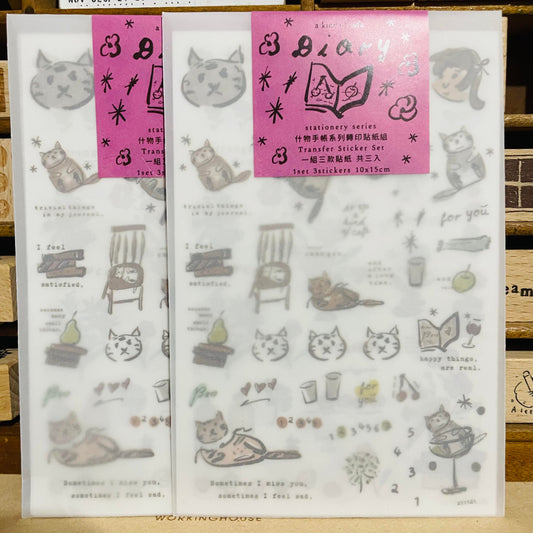 a kind of cafe Dear Diary Set Transfer Sticker Sheet