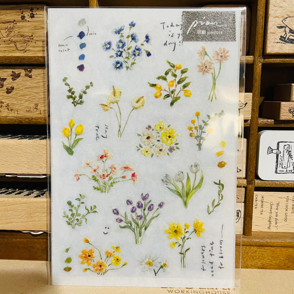 Pion Print-On Transfer Sticker Set Flower Vase