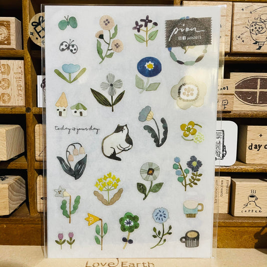 Pion Print-On Transfer Sticker Set Abstract Flowers