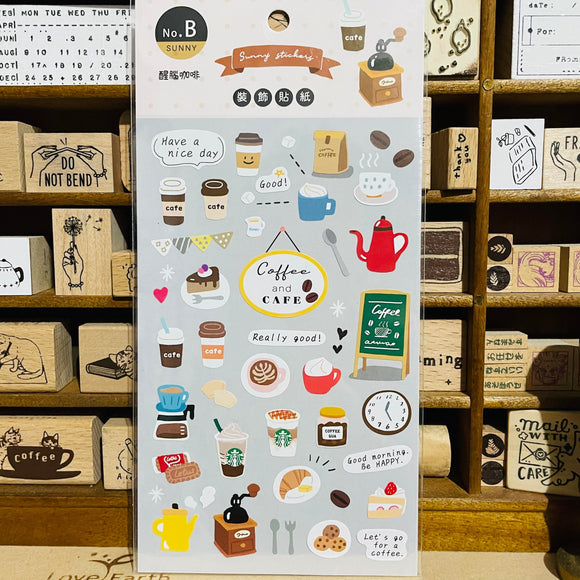 SUNNY Coffee Shop Sticker Sheet
