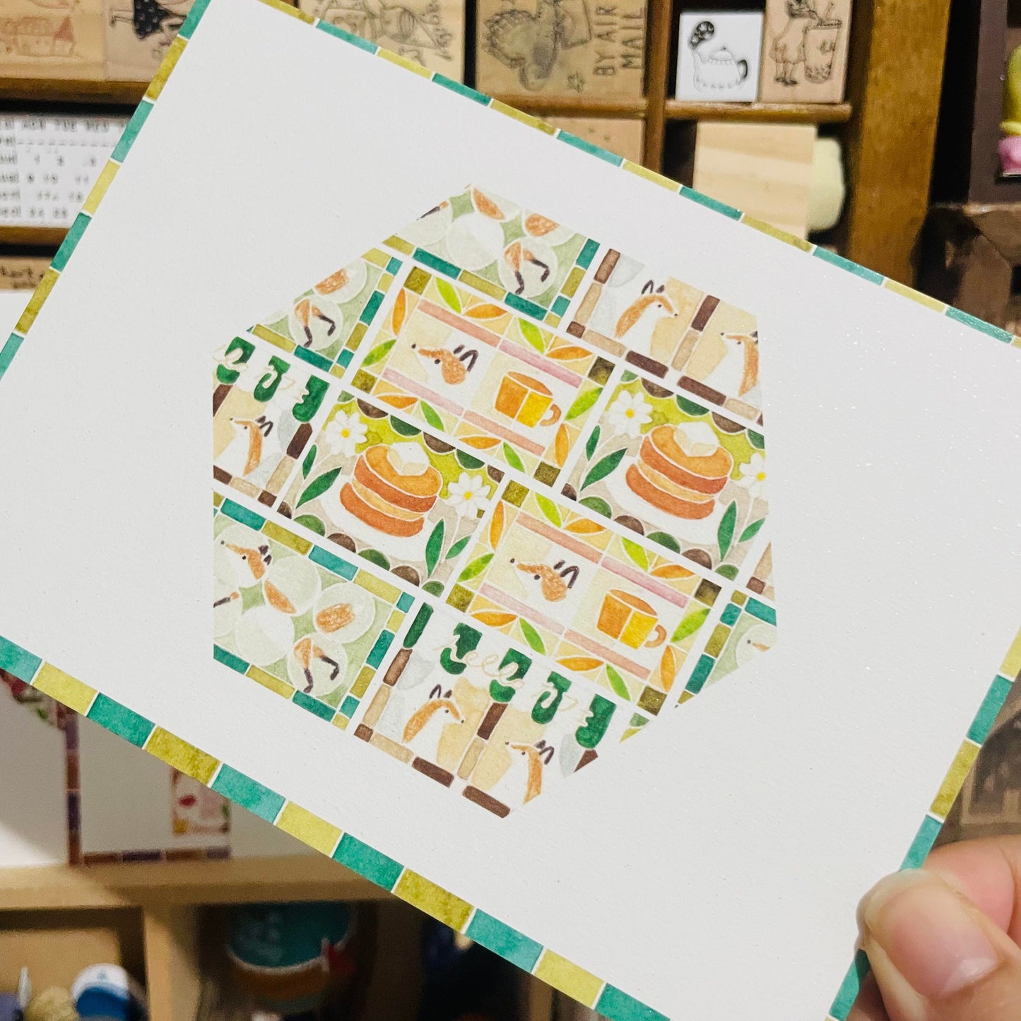 Hello Studio Retro Stained Glass Food Postcard Set