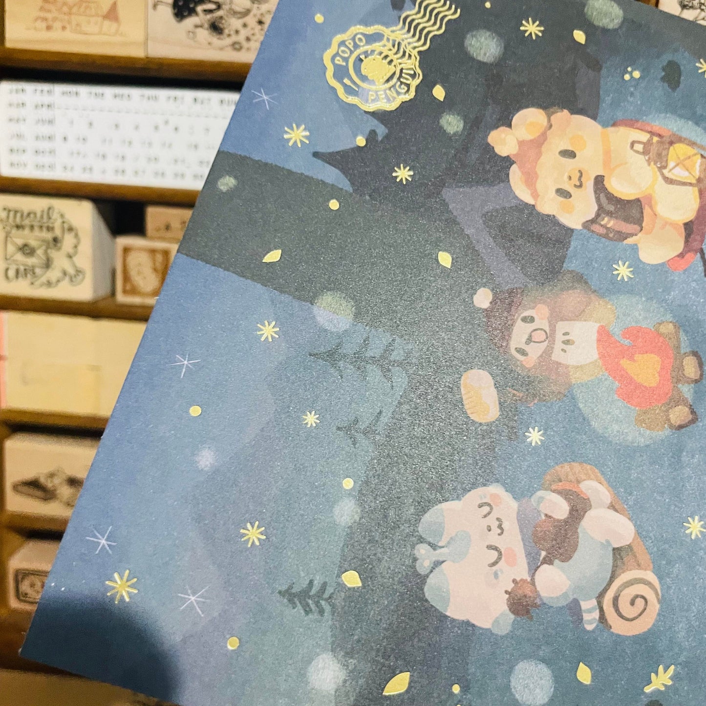 Popopenguin Illustration Camping Postcard