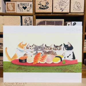 Davidcookslove Sushi Cats Postcard