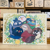 Popopenguin Illustration Friends Hugging Postcard