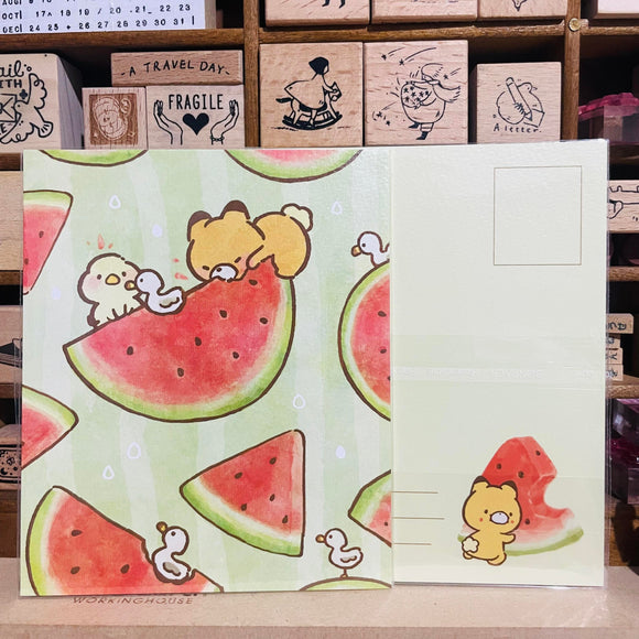 Little Popcorn Watermelon Postcard