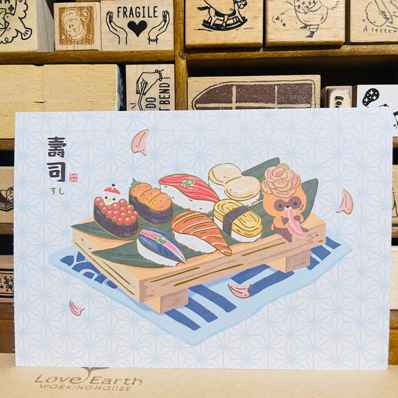 Furafurabushi Sushi Dish Postcard