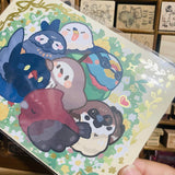 Popopenguin Illustration Friends Hugging Postcard