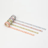 Funtape Bronzing Paper Foiled Green Pastel Flowers Masking Washi Tape Roll