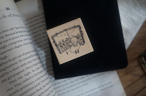 Yamadoro Book Travel Wood Rubber Stamp