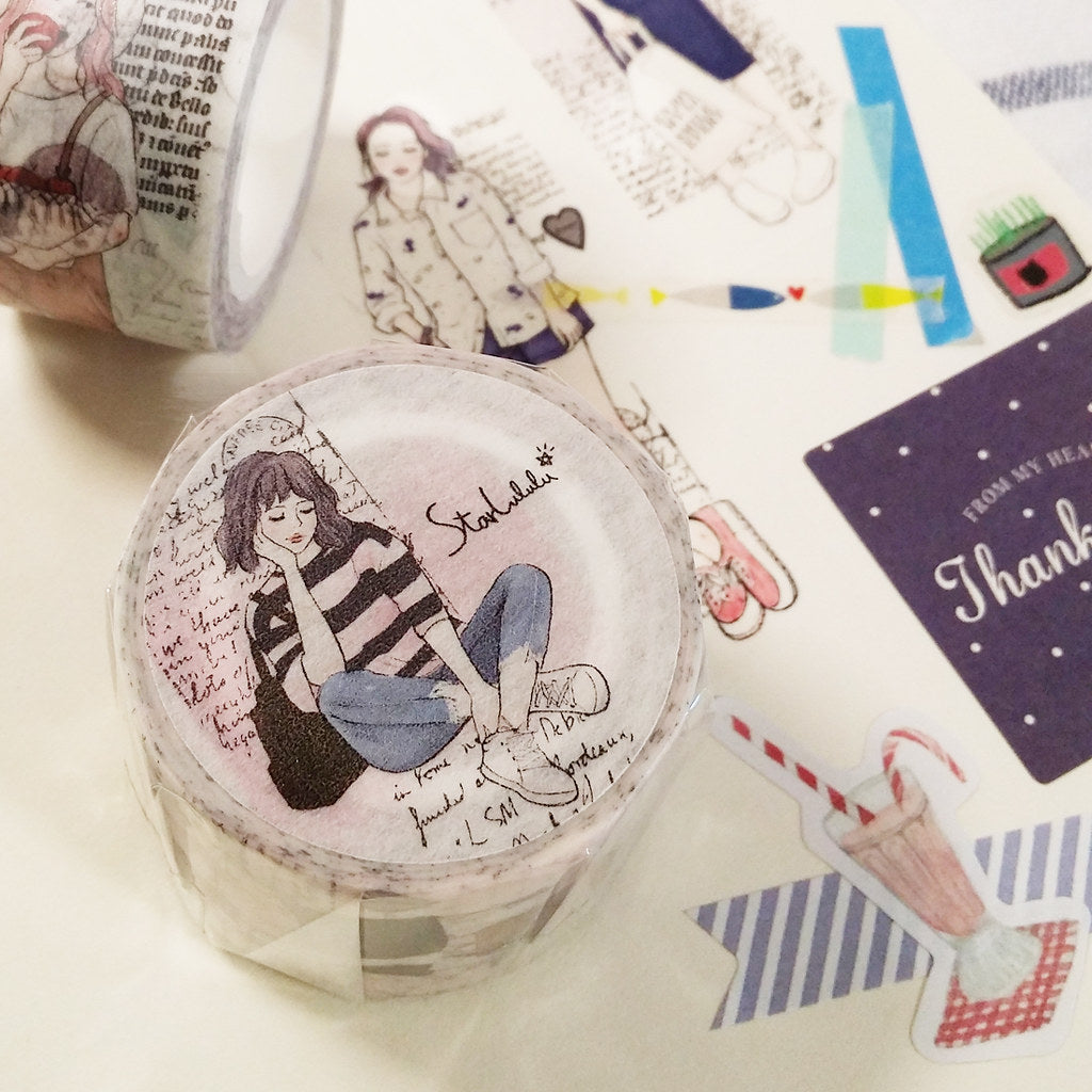Starlululu Words Girls Washi Masking Tape Roll and Samples