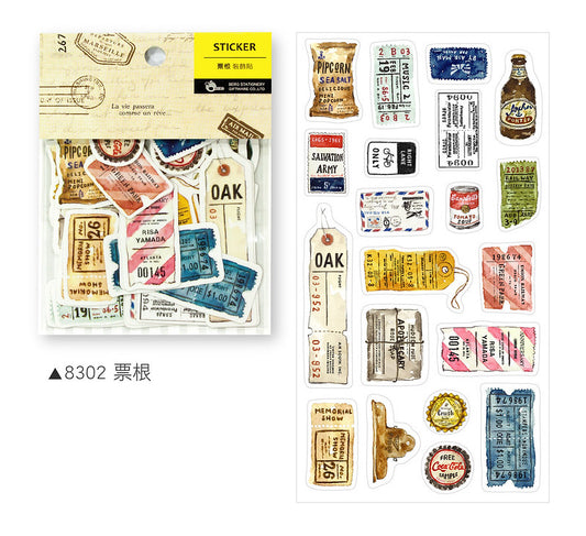 BERG x Pion Zakka Watercolor Ticker Vintage Sticker Flake Pack