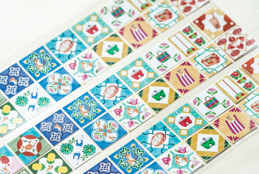 Hello Studio Taiwanese Tiles PET Masking Tape Sample and Rolls