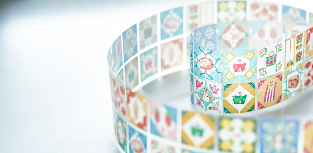 Hello Studio Taiwanese Tiles PET Masking Tape Sample and Rolls