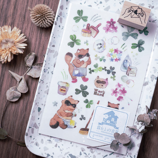 Polly Terrace Raccoon Transfer Sticker Sheets Pack