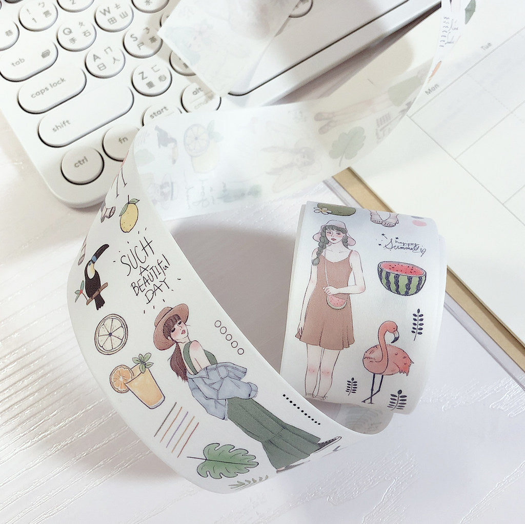 Starlululu Summer Holidays Washi Masking Tape Roll and Samples