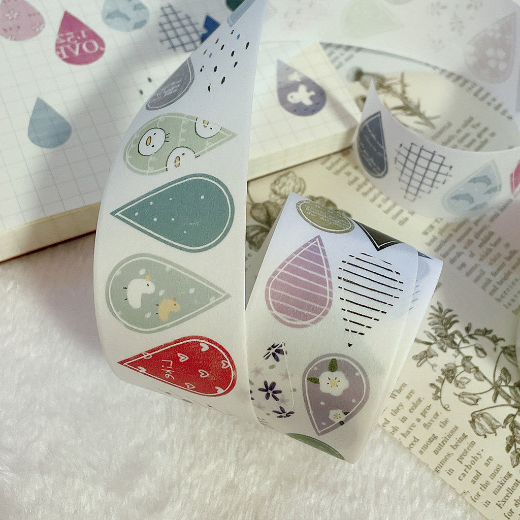 Starlululu Raindrops Washi Masking Tape Roll and Samples