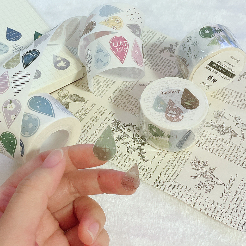 Starlululu Raindrops Washi Masking Tape Roll and Samples