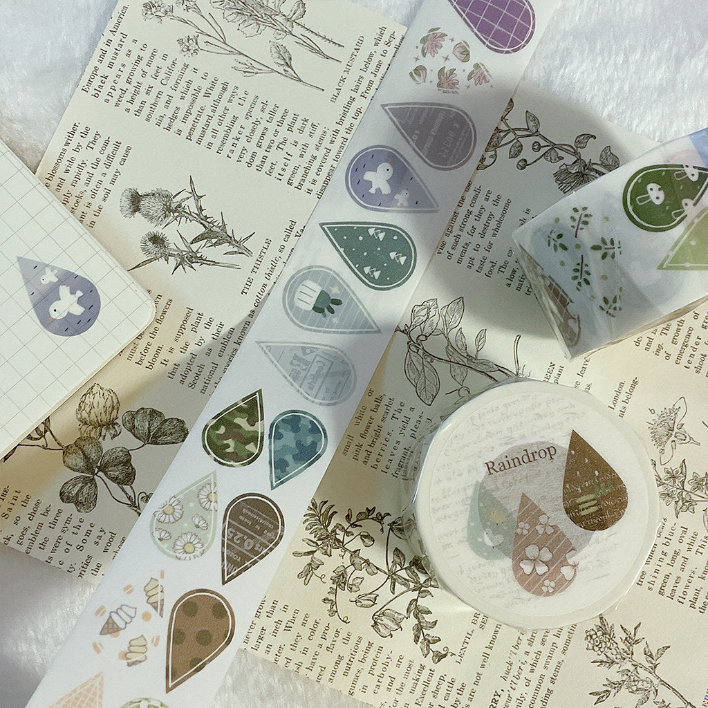 Starlululu Raindrops Washi Masking Tape Roll and Samples