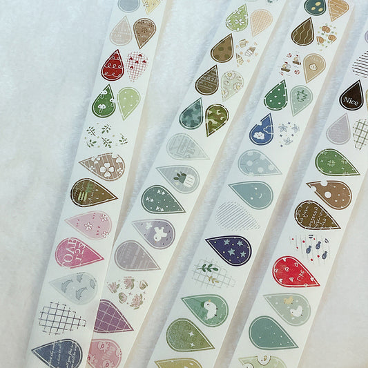 Starlululu Raindrops Washi Masking Tape Roll and Samples