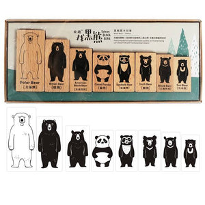 Taiwan Black Bear Wooden Rubber Stamp 8 in a Set