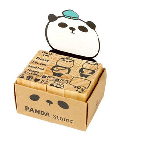 Xie Xie Panda Mail Wood Rubber Stamp Set