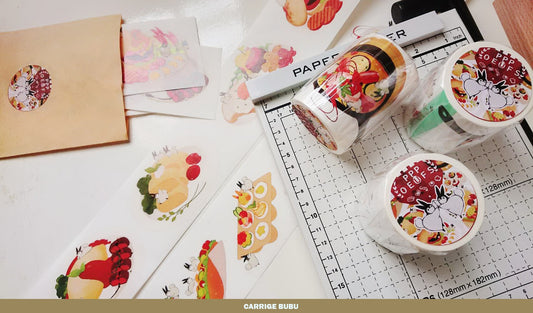 Bubukai PPP-Oeufs Food Release Washi Tape Roll and Samples