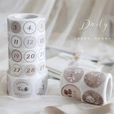 Freckles Tea Daily Circle Seal Date Stickers Samples and Full Roll
