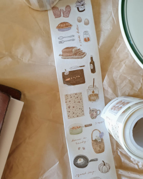 Yeoncharm Grandma's Kitchen Masking Washi Tape Roll and Samples