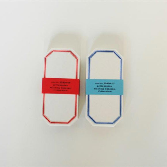 Classiky Letterpress Printing Process Paper Label Card Red and Blue