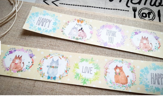 Hoppy Life Washi Masking Tape Roll Yellow Cat Watercolor