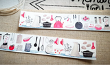 Hoppy Life Washi Masking Tape Roll Red Version Kitchen Watercolor