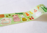 Hoppy Life Washi Masking Tape Roll Green Gardening Plants Vegetables Watercolor