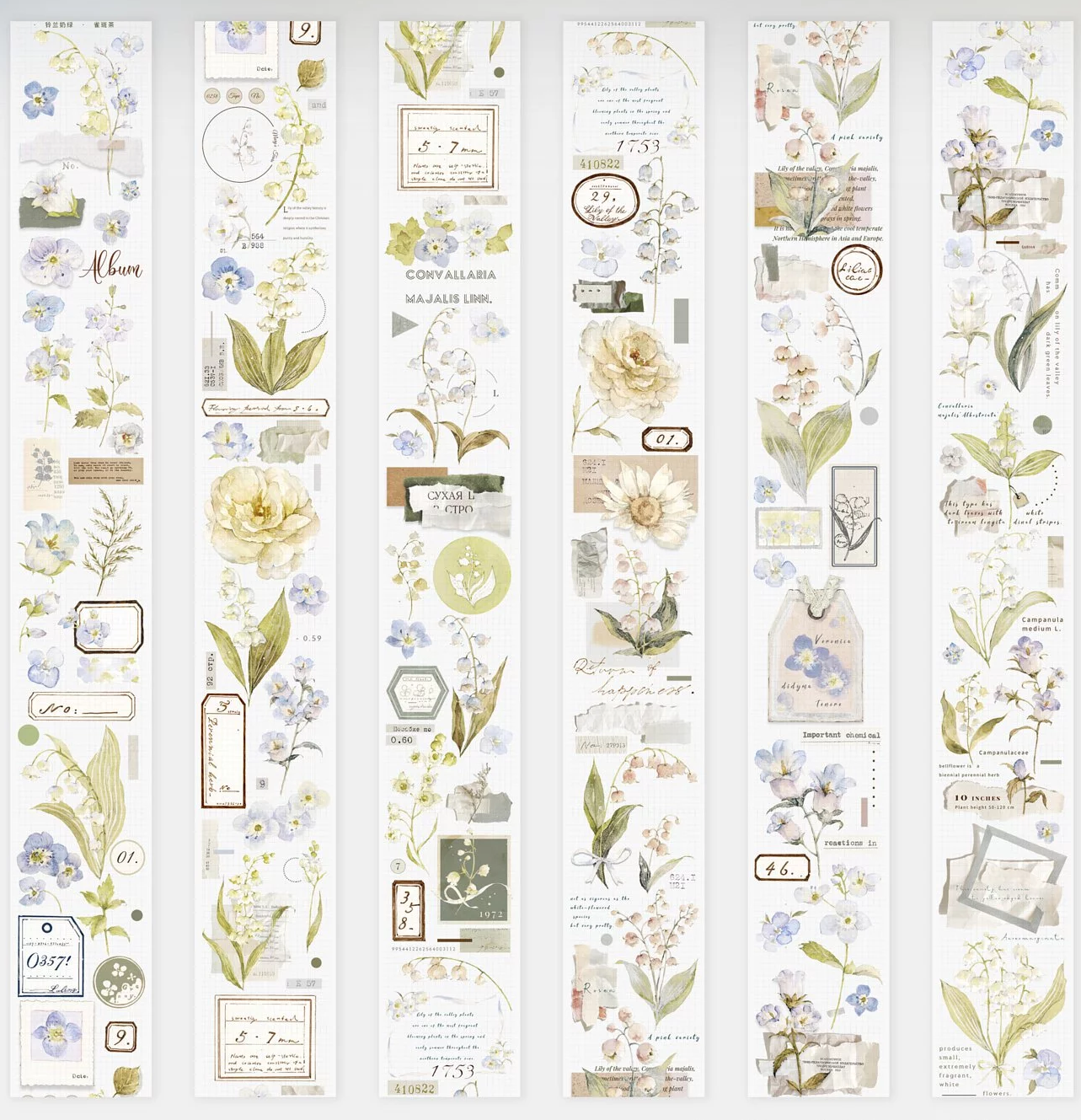 Freckles Tea Lily of the Valley PET Tape Samples and Full Roll