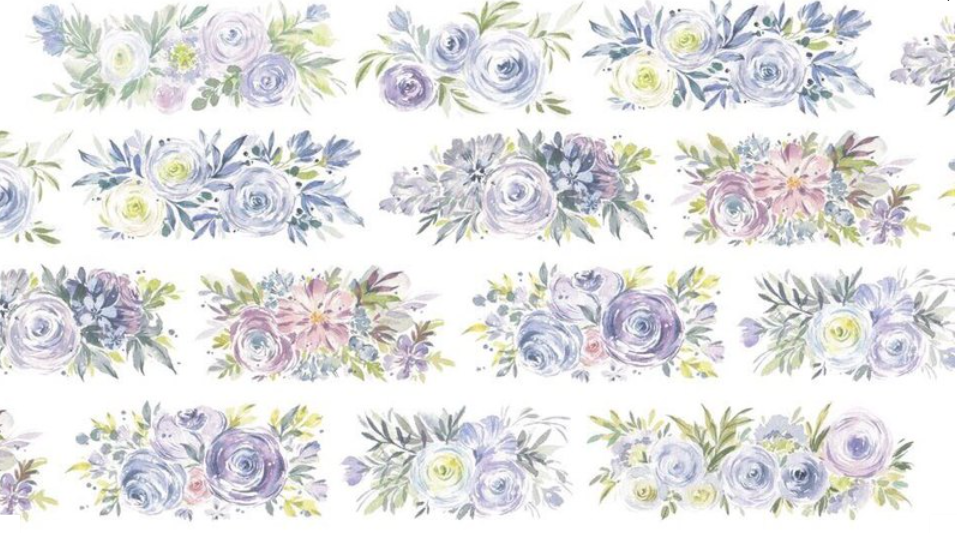 [Samples Only] Meow Illustration Ultra Violent Flowers Masking Washi Tape
