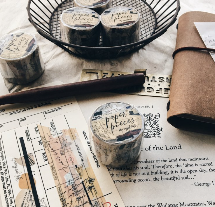 Mr.Eggplants Paper Pieces Washi Tape Roll and Samples