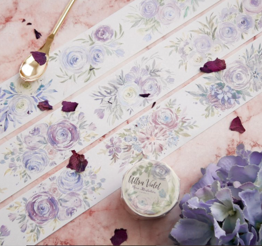[Samples Only] Meow Illustration Ultra Violent Flowers Masking Washi Tape