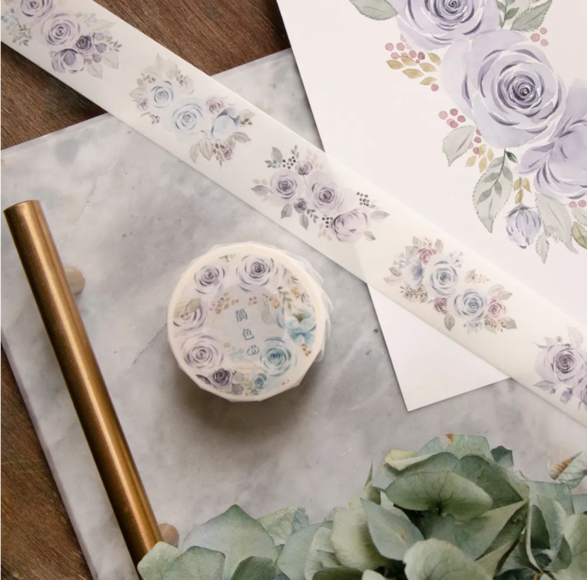 [SAMPLE] 90cm Loidesign Blue Rose Washi Tape