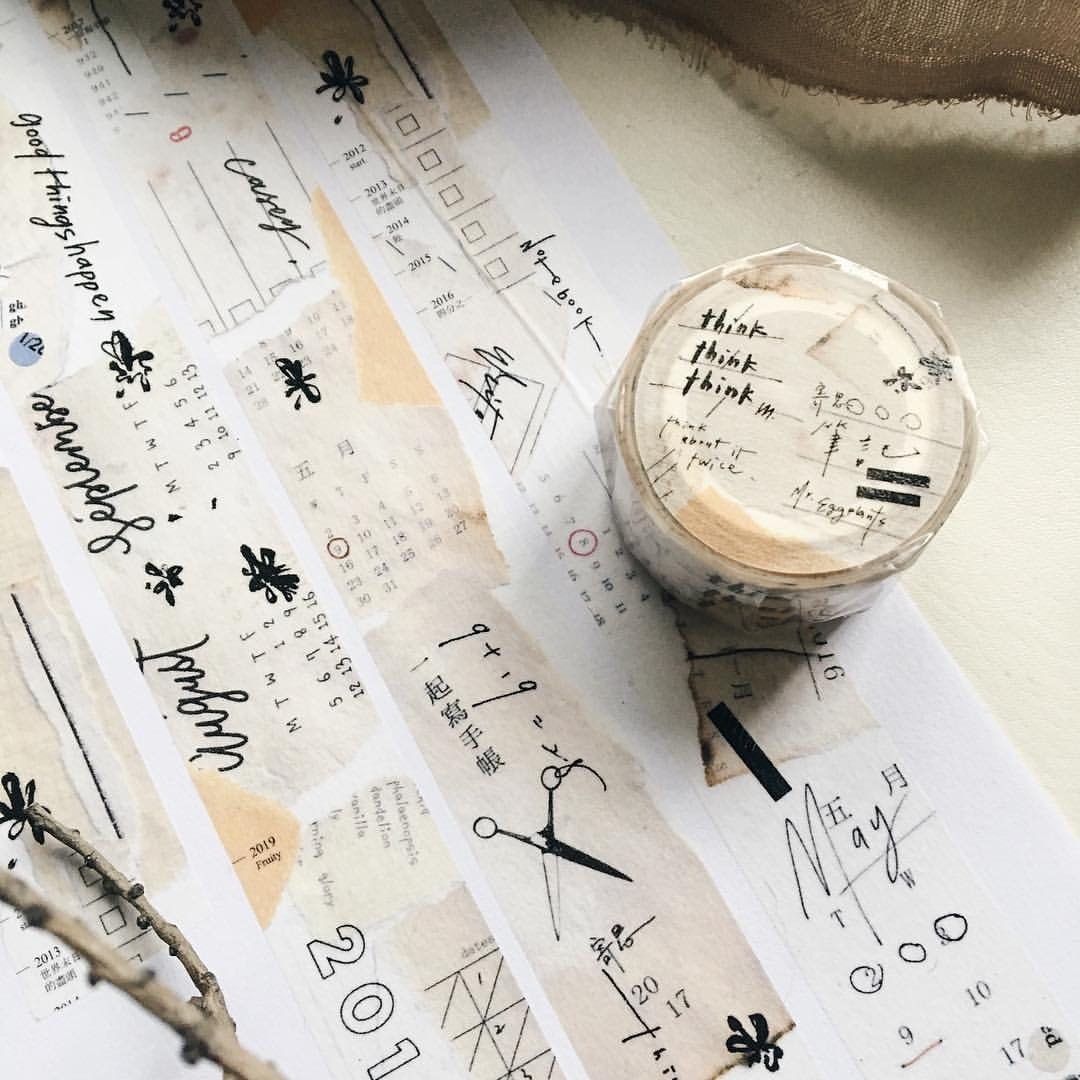 Mr.Eggplants Think Think Think Washi Tape Roll and Samples