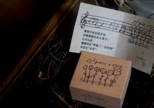 Yamadoro Flower Music Wood Rubber Stamp