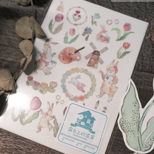 Polly Terrace Rabbit Transfer Sticker Sheets Pack