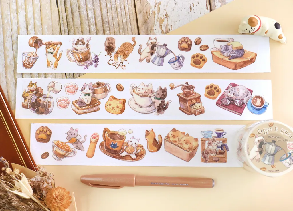 [Sample Only] Maruco Coffee & Kitten Washi Masking Tape