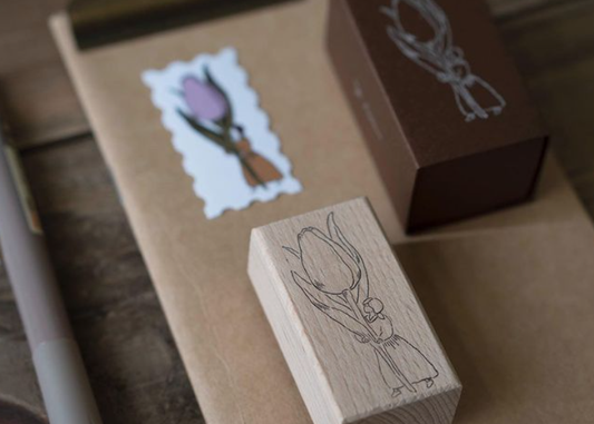 Ivy Snow Tulip Wood Stamp