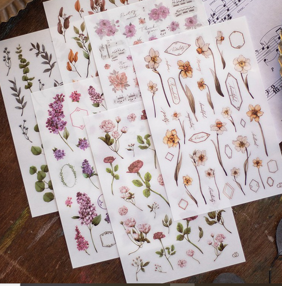 Loidesign Autumn Flowers Transfer Sticker Sheets Pack