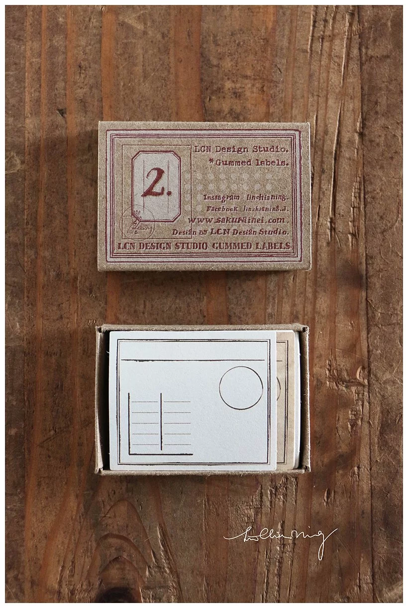 linchianing #2 Label Box with Gummed Water-Adhesive Flakes