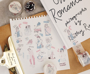 Bon Bon Pink/Blue Washi Masking Tape Roll and Samples