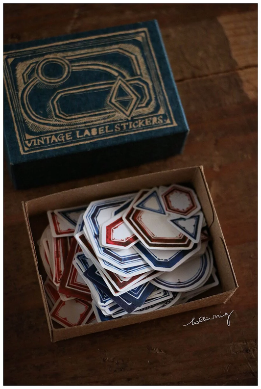 linchianing Blue Sticker Label Box with Flakes