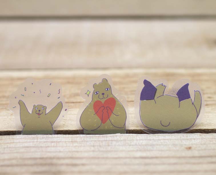 Xiu Xiu Bear Waterproof Transparent Sticker Flakes Pack