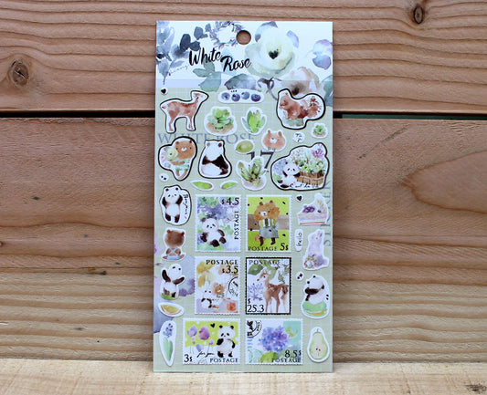 Liang Feng Watercolor Green Sticker Sheet Gold Foiled