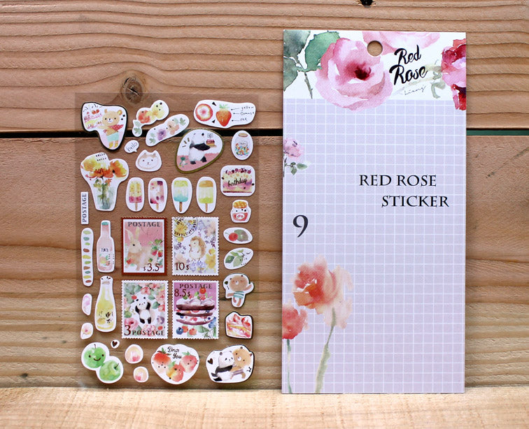 Liang Feng Watercolor Pink Sticker Sheet Gold Foiled
