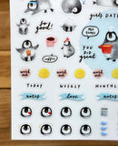 Cindy Chu Illustration Penguin Planner Transparent Sticker Sheet
